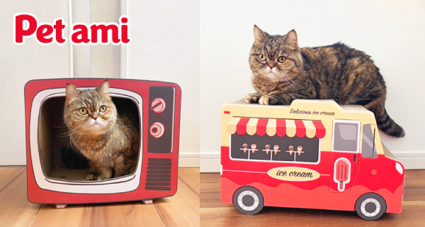 「猫の爪とぎ レトロテレビ」「猫の爪とぎ アイスクリームワゴン」を発売