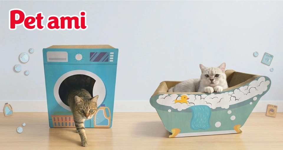 夏を連想させる「バスタブ」「洗濯機」デザインの猫の爪とぎが新登場