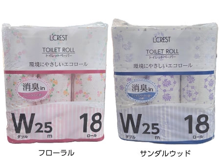 L’CREST　消臭トイレットロール　ダブル　25m巻　18ロール入り