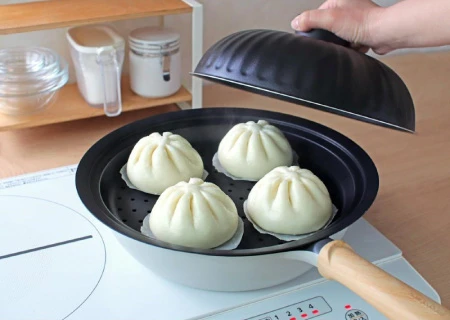 アテーナライフ ふた付き簡単乗せるだけ蒸し器